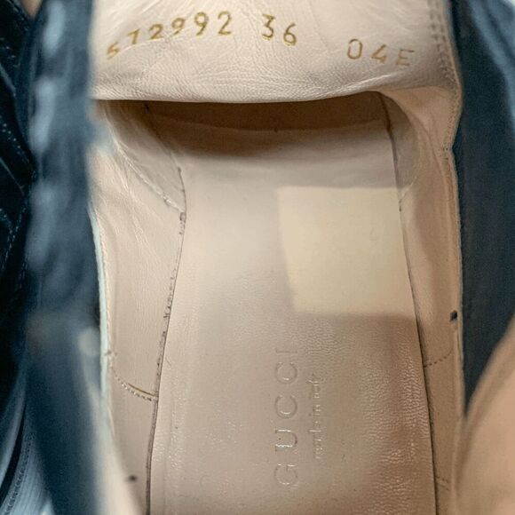 Gucci Interlocking G Logo Perforated Brogue Ankle Boots EU 36 US 6 Black Leather - Picture 11 of 11